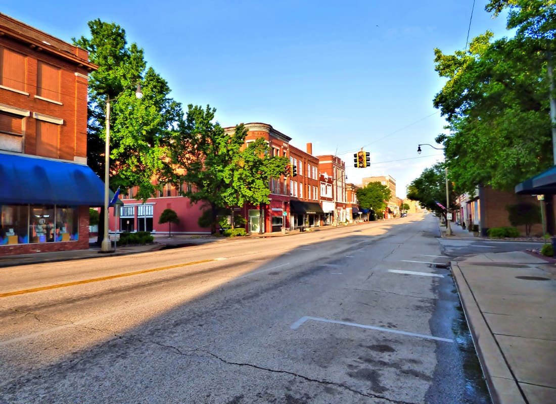 Enid, OK - Beautiful City Street Empty for the Holiday on a Bight Sunny Day